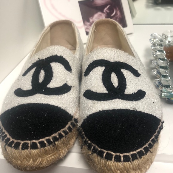 Chanel white black comfy Chanel Espadrilles size 37 - Picture 1 of 6